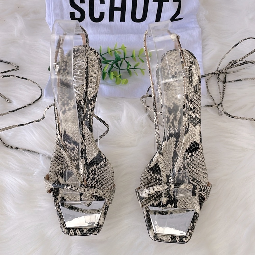 SCHUTZ‎ “Vikki” Snakeskin Strappy Heels - Picture 7 of 12